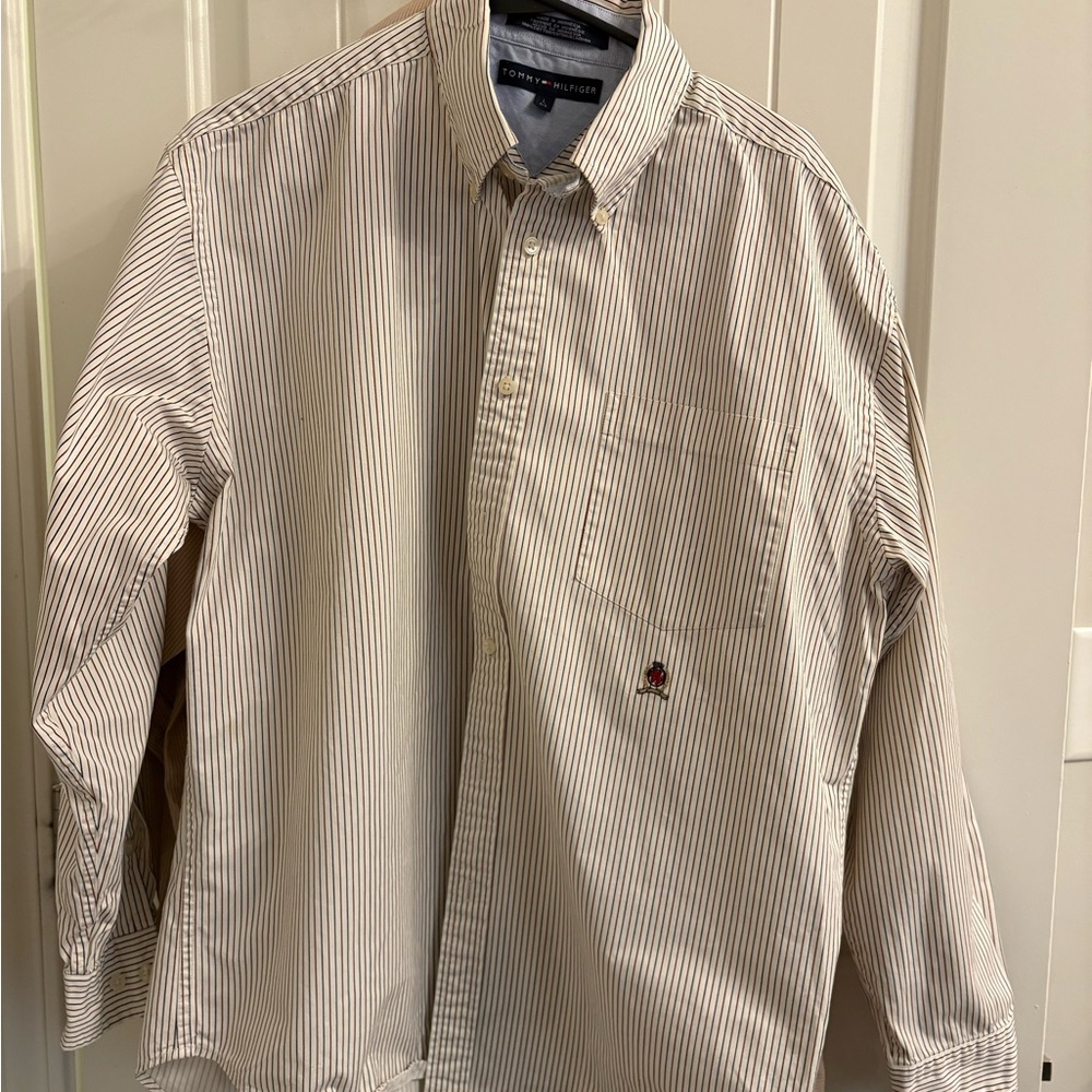 Tommy Hilfiger Beige Striped Button-Down Shirt